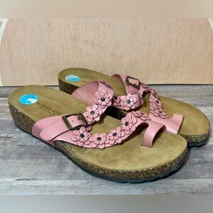 A. Giannetti Pink flower Slip on Sandals Comfort cork sole Sz 7.5 Made in Italy